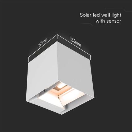 LED-seinäaurinkovalaisin anturilla LED/9W/3,7V IP65 3000K valkoinen