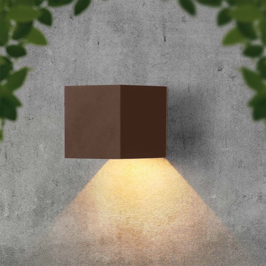 LED-seinäaurinkovalaisin anturilla LED/9W/3,7V IP65 4000K ruskea