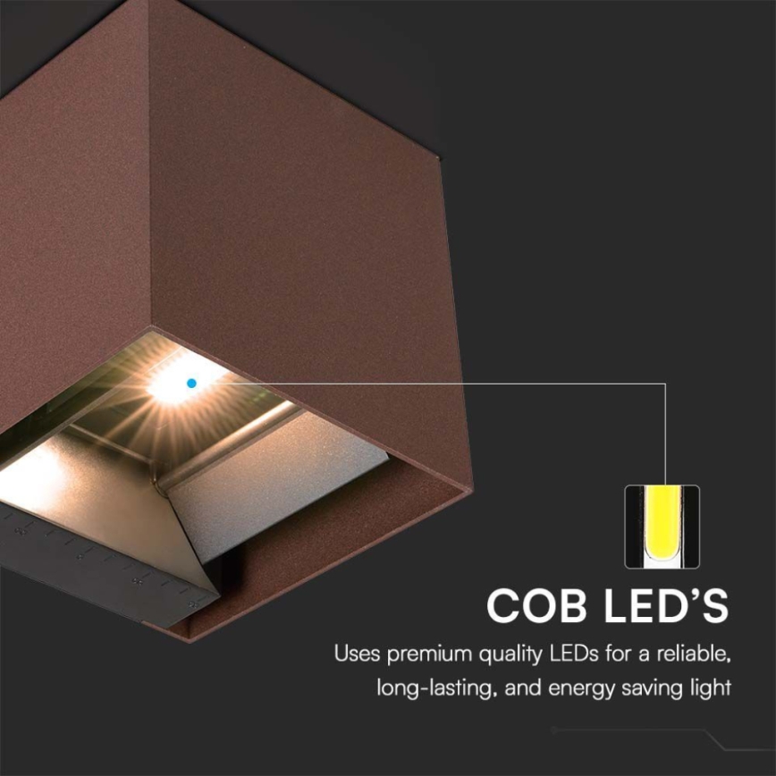 LED-seinäaurinkovalaisin anturilla LED/9W/3,7V IP65 4000K ruskea