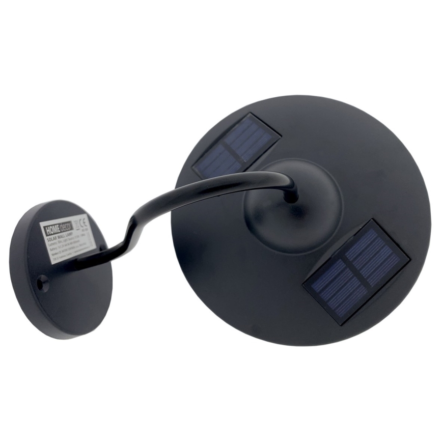 LED-seinäaurinkovalaisin LED/0,5W/1,2V 600 mAh IP44 musta
