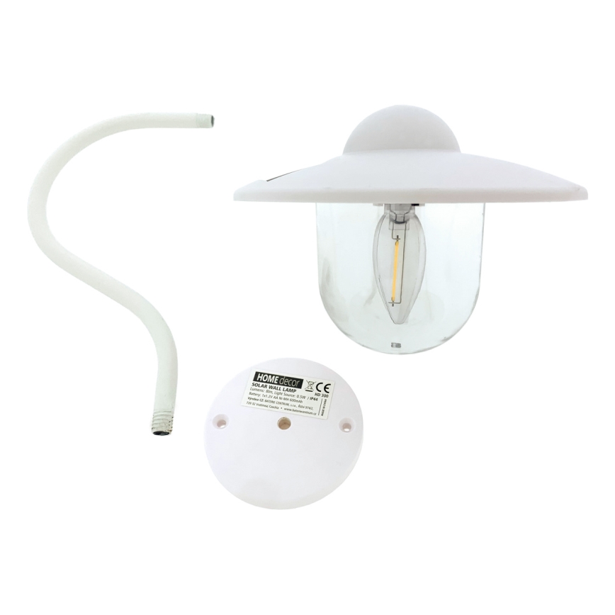 LED-seinäaurinkovalaisin LED/0,5W/1,2V IP44 valkoinen