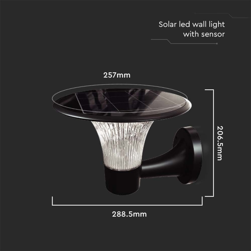 LED-seinäaurinkovalaisin anturilla LED/15W/3,2V 4000K/6000K IP65 6000 mAh
