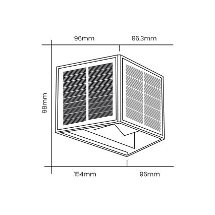 LED-seinäaurinkovalaisin WINGS LED/2W/1300 mAh 3,7V 6000K IP54 musta