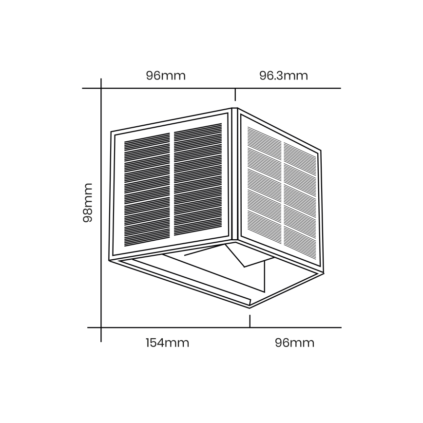 LED-seinäaurinkovalaisin WINGS LED/2W/1300 mAh 3,7V 6000K IP54 musta