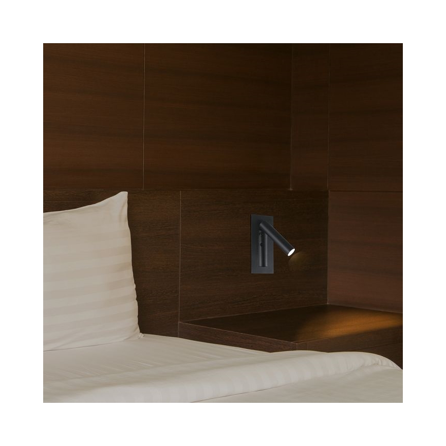 LED-seinäkohdevalaisin LED/2W/230V 3000K musta