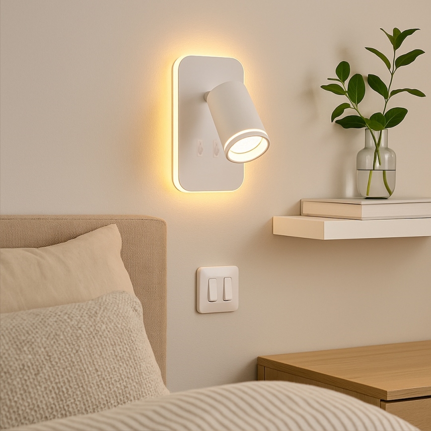 LED-seinäkohdevalaisin PIPE 1xGU10/10W/230V + LED/6W valkoinen