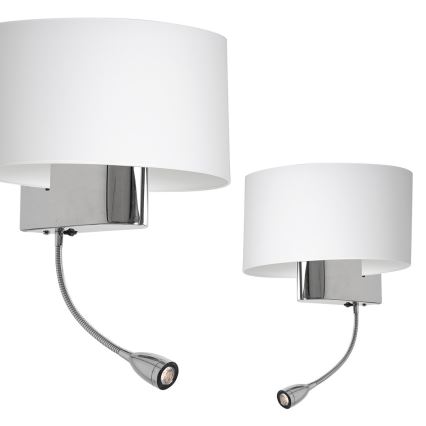 LED-seinälamppu CASINO 1xE27/60W/230V + LED/1W/230V valkoinen