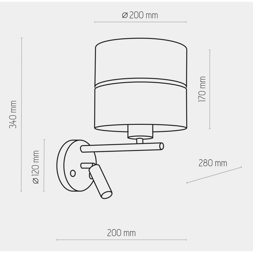 LED Seinälamppu HILTON 1xE27/15W/230V + LED/3W/230V messinki/musta