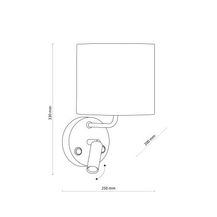 LED Seinälamppu RICHI 1xE27/15W/230V + LED/3W/230V valkoinen