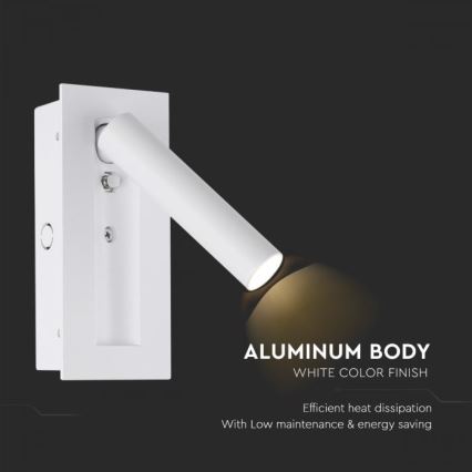 LED-seinäspotti LED/2W/230V 3000K valkoinen