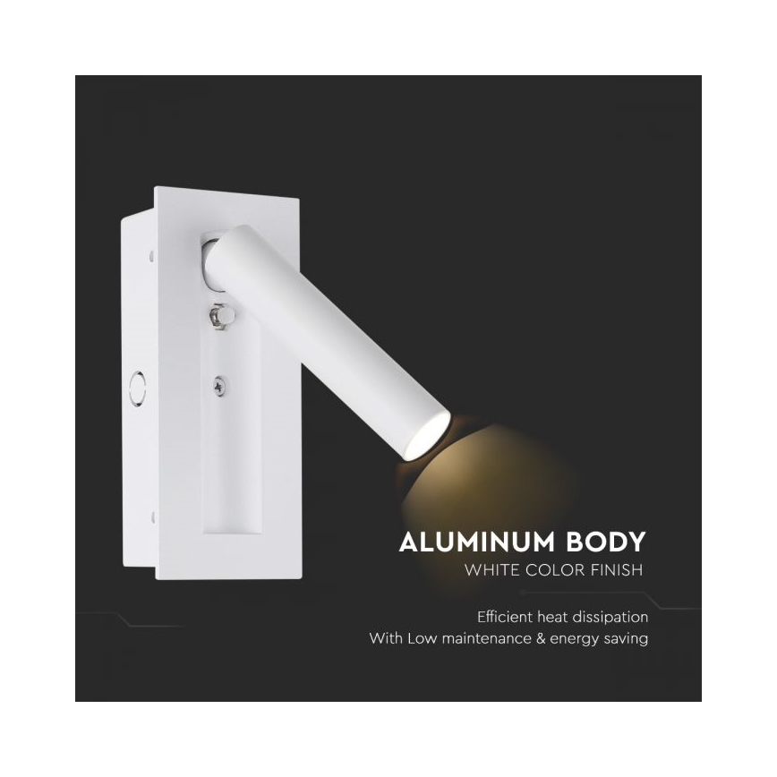 LED-seinäspotti LED/2W/230V 3000K valkoinen