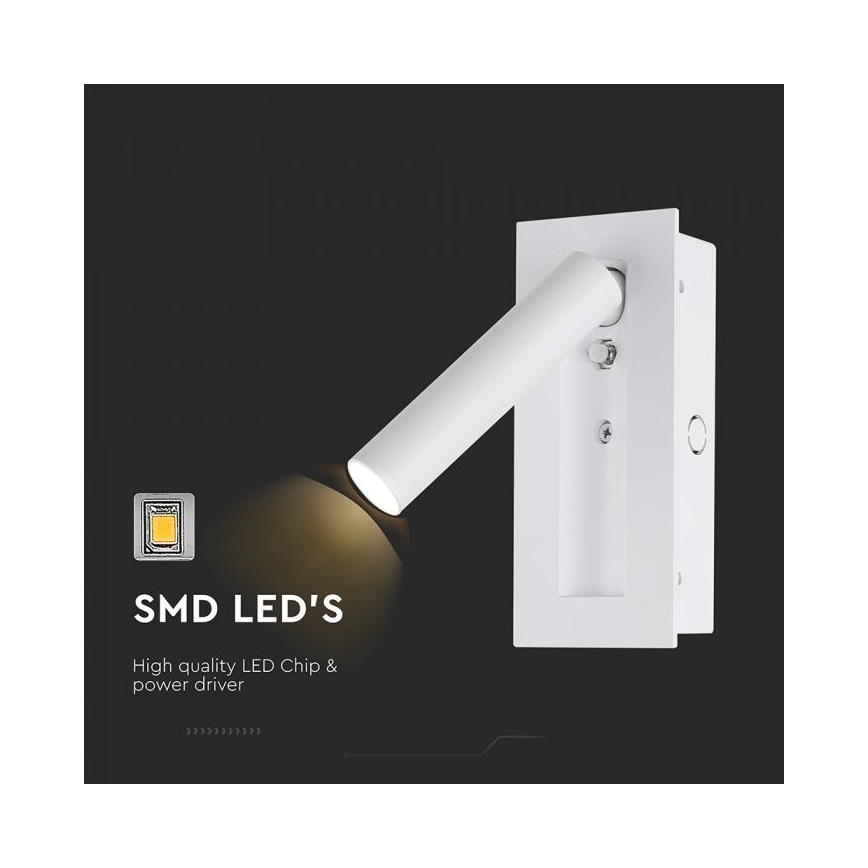 LED-seinäspotti LED/2W/230V 3000K valkoinen