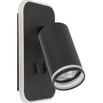 LED-seinäspotti PIPE 1xGU10/10W/230V + LED/6W musta