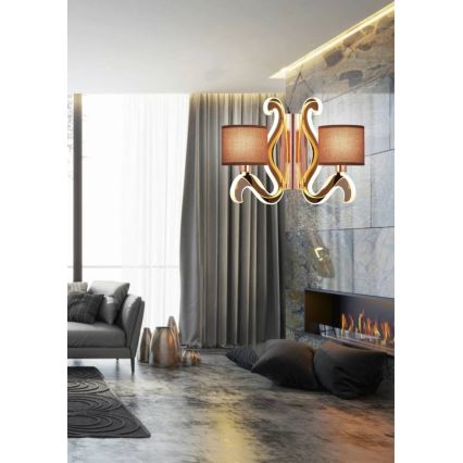 LED-seinävalaisin AMBROSIA 2xE14/40W/230V + LED/12,3W kupari