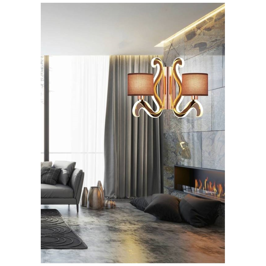 LED-seinävalaisin AMBROSIA 2xE14/40W/230V + LED/12,3W kupari