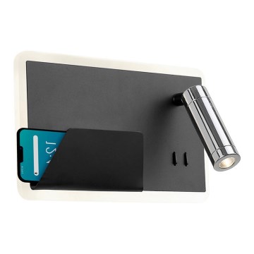 LED-seinävalaisin BOARD LED/7,8W/230V + LED/3W musta/kiiltävä kromi