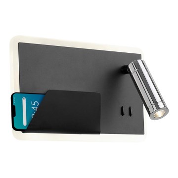 LED-seinävalaisin BOARD LED/7,8W/230V + LED/3W musta/kiiltävä kromi