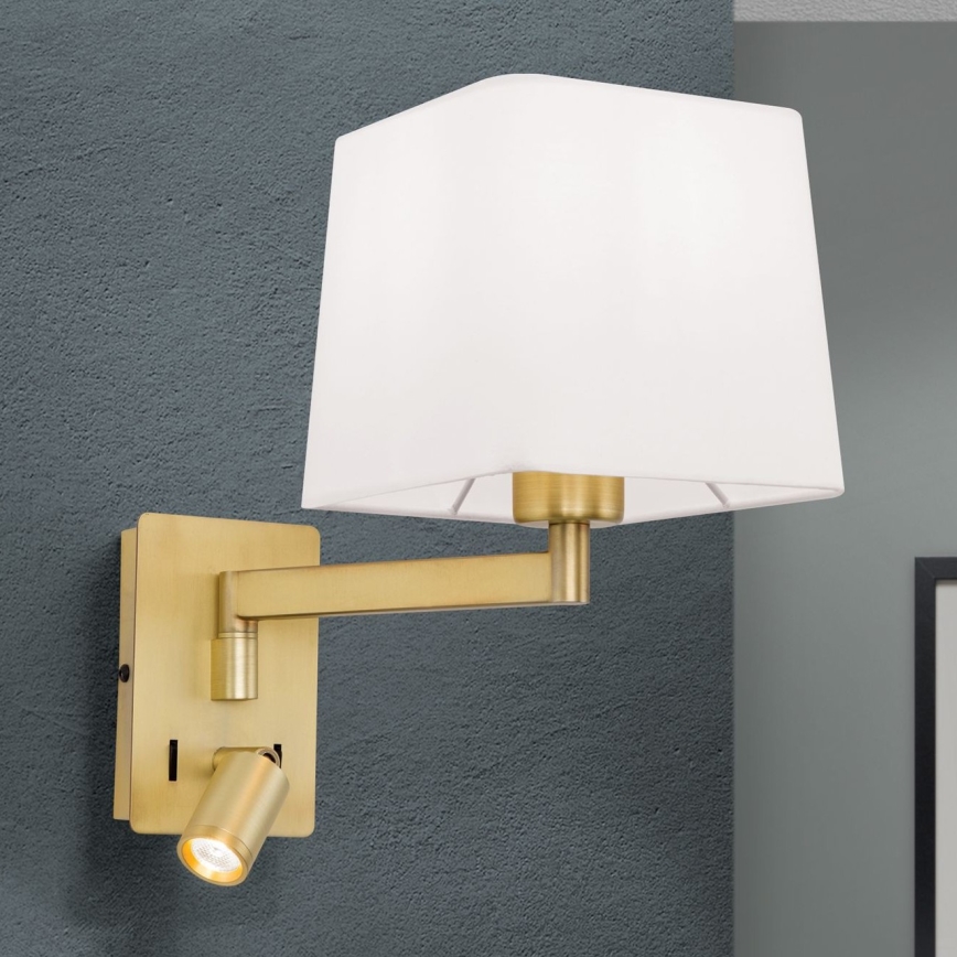 LED-seinävalaisin CARLTON 1xE27/40W/230V + LED/3W valkoinen/kulta