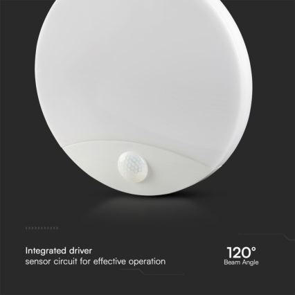 LED-seinävalaisin kylpyhuoneeseen anturilla SAMSUNG CHIP LED/15W/230V 3000/4000/6000K IP44 valkoinen