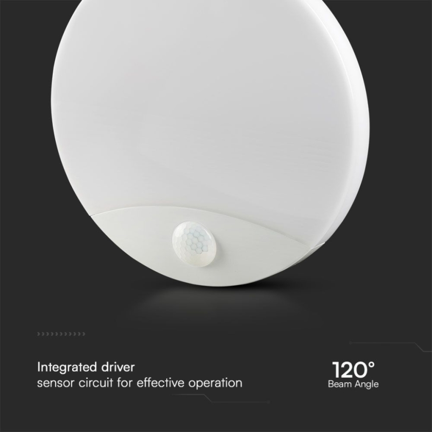 LED-seinävalaisin kylpyhuoneeseen anturilla SAMSUNG CHIP LED/15W/230V 3000/4000/6000K IP44 valkoinen