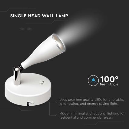 LED Seinävalaisin kytkimellä LED/4,5W/230V 3000K valkoinen
