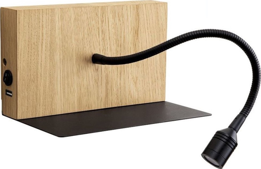 LED-seinävalaisin LECTOR LED/2,5W/230V USB tammi
