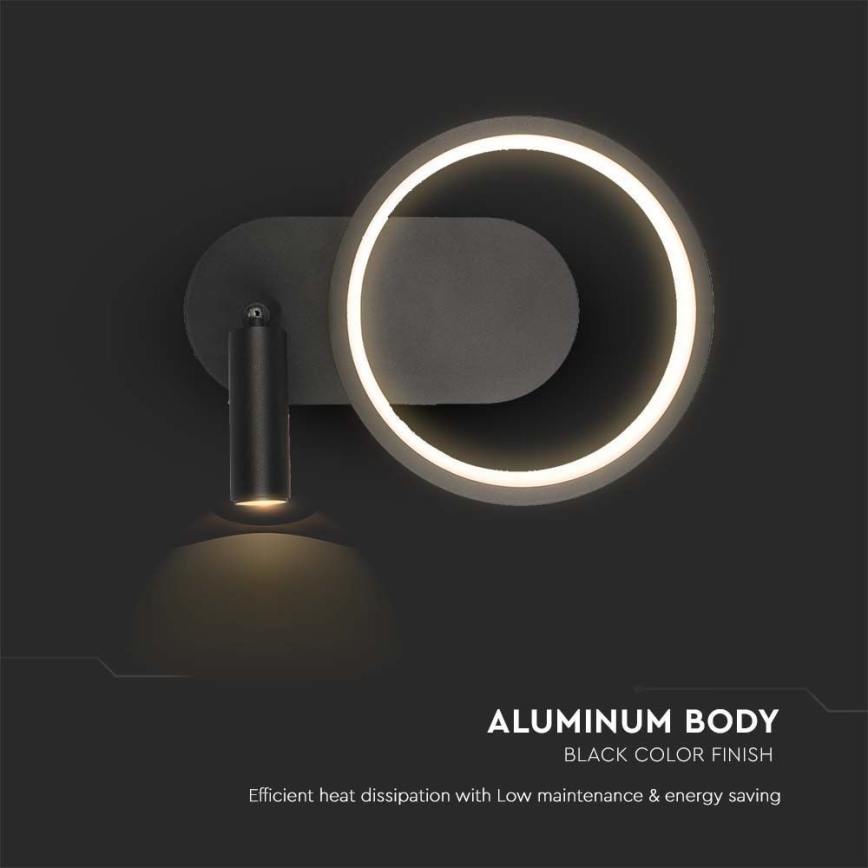 LED-seinävalaisin LED/14W/230V 3000K musta