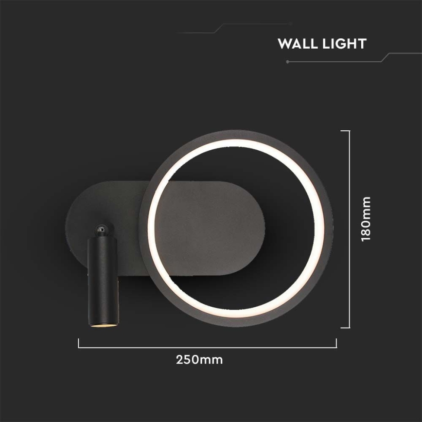 LED-seinävalaisin LED/14W/230V 3000K musta