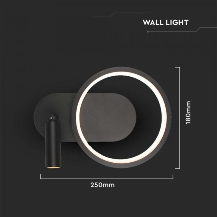 LED-seinävalaisin LED/14W/230V 4000K musta