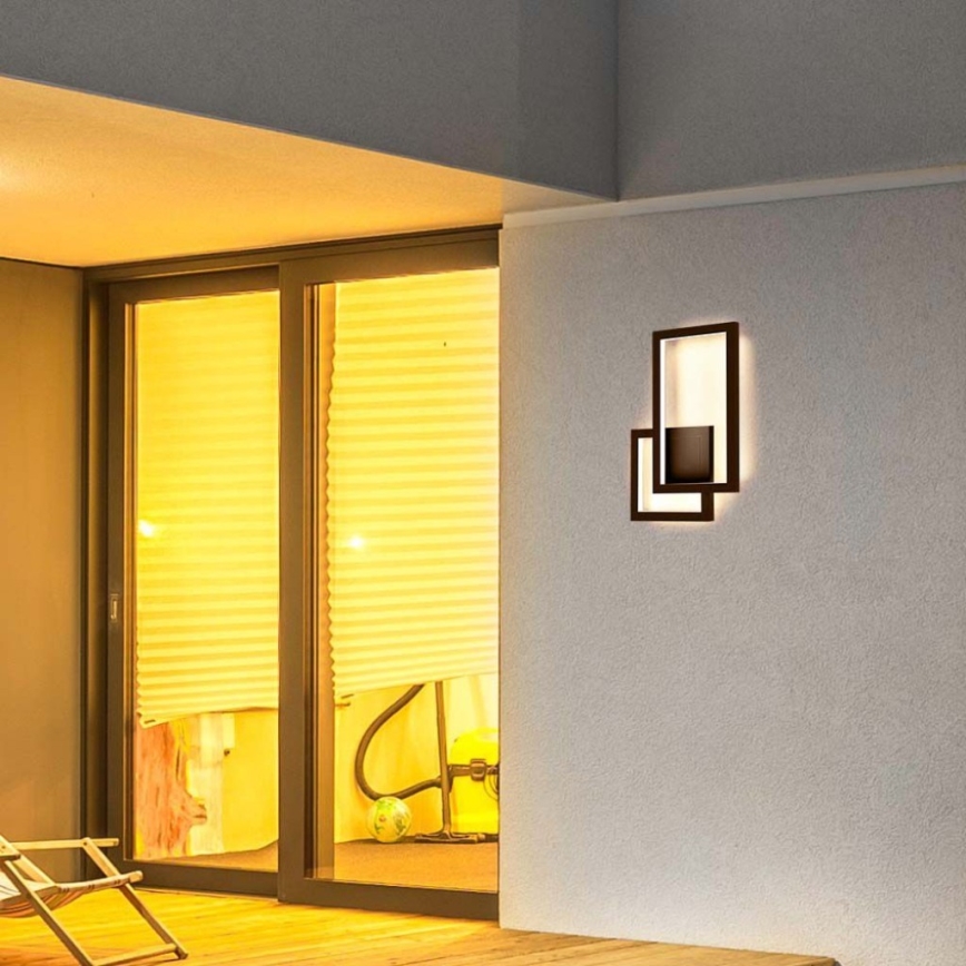 LED-seinävalaisin LED/20W/230V 3000K ruskea