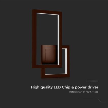 LED-seinävalaisin LED/20W/230V 3000K ruskea