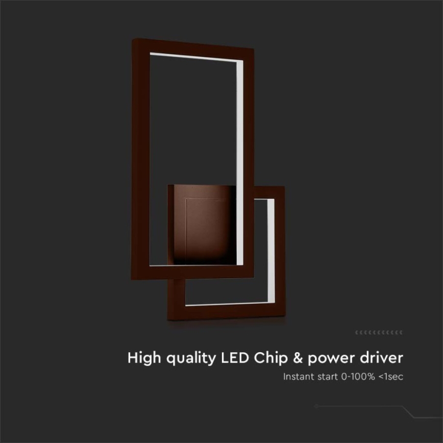 LED-seinävalaisin LED/20W/230V 3000K ruskea