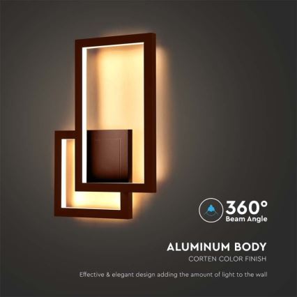 LED-seinävalaisin LED/20W/230V 3000K ruskea