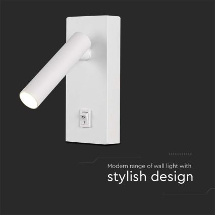 LED-seinävalaisin kytkimellä LED/2W/230V 3000K valkoinen