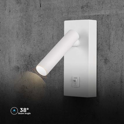 LED-seinävalaisin kytkimellä LED/2W/230V 3000K valkoinen