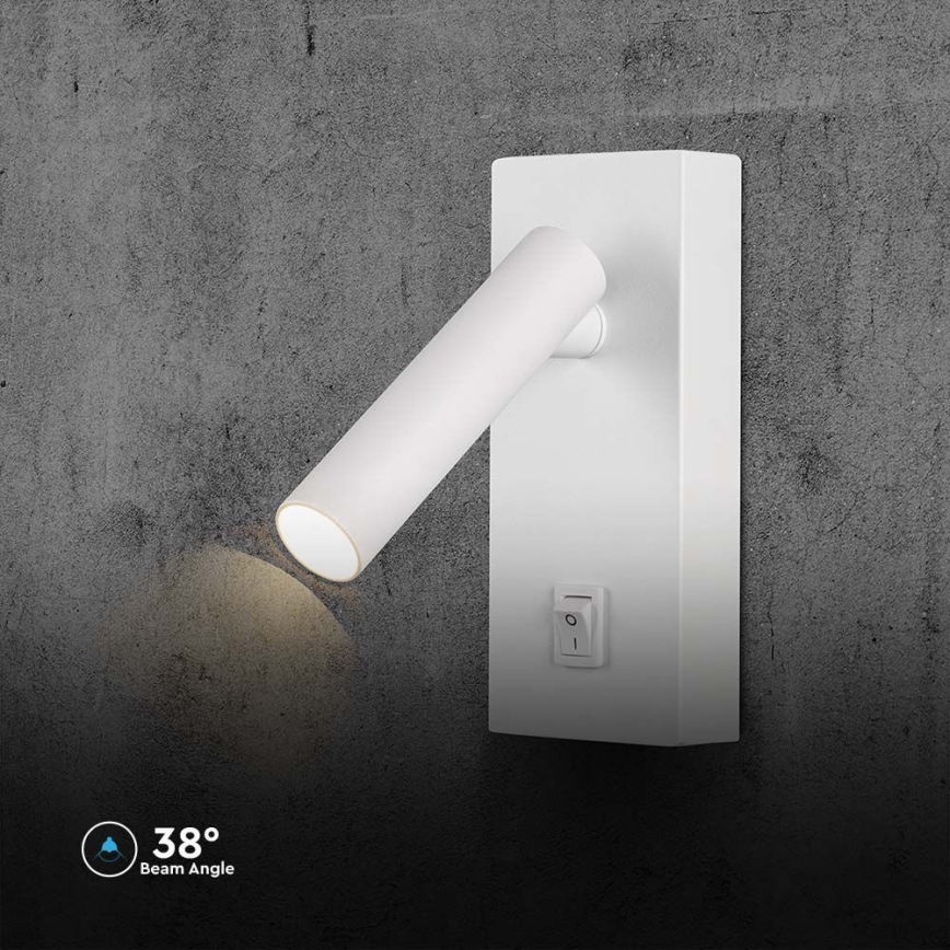 LED-seinävalaisin kytkimellä LED/2W/230V 3000K valkoinen