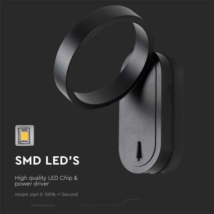 LED-seinävalaisin LED/5W/230V 3000K/4000K musta