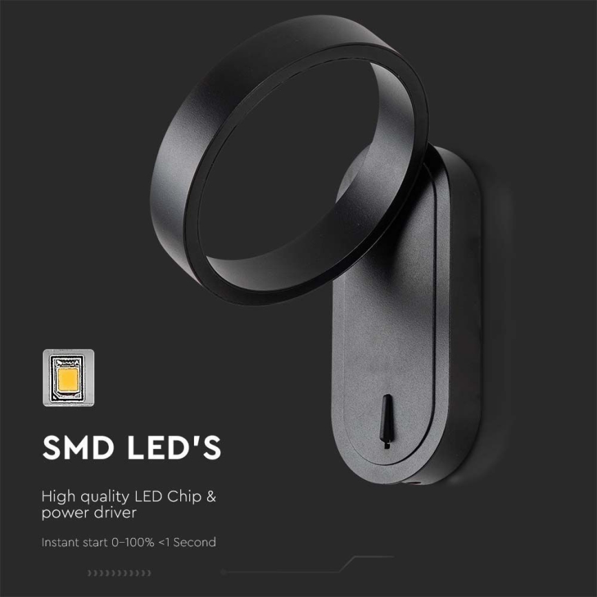 LED-seinävalaisin LED/5W/230V 3000K/4000K musta
