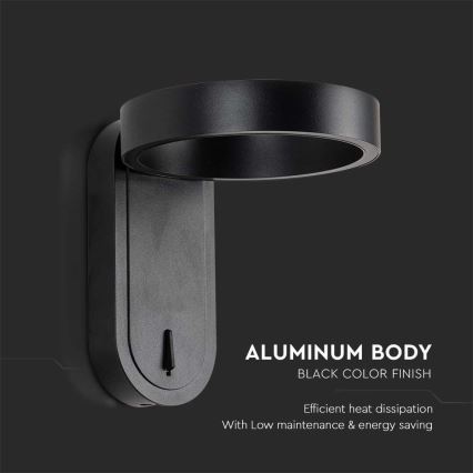 LED-seinävalaisin LED/5W/230V 3000K/4000K musta