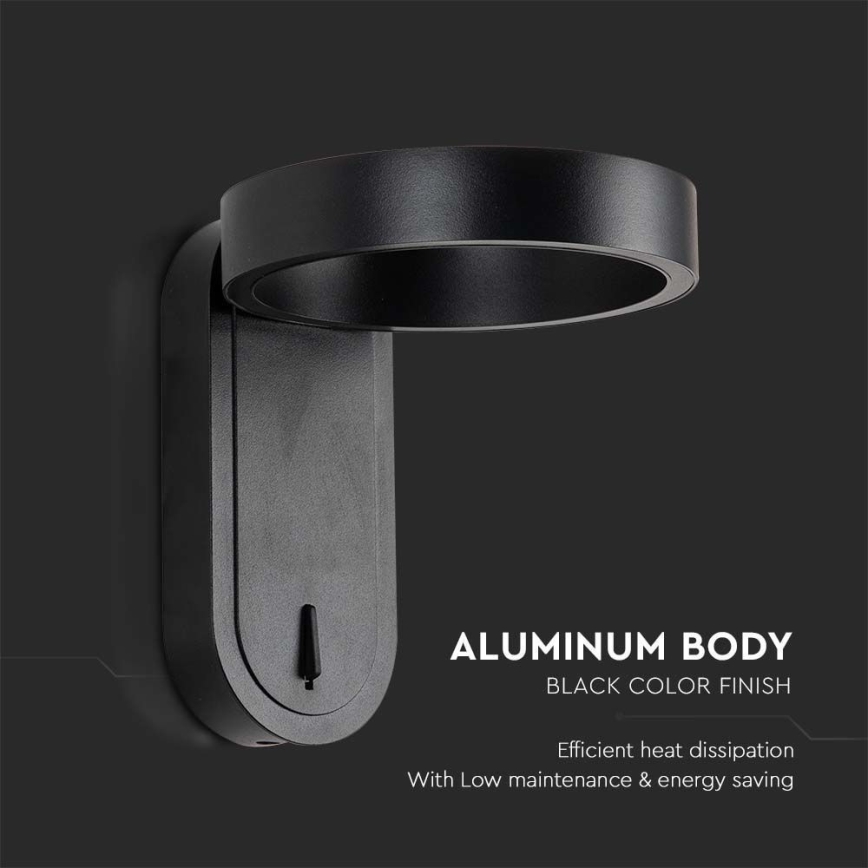 LED-seinävalaisin LED/5W/230V 3000K/4000K musta