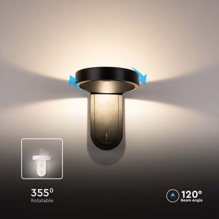LED-seinävalaisin LED/5W/230V 3000K/4000K musta