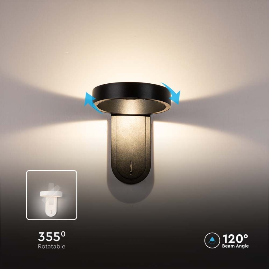 LED-seinävalaisin LED/5W/230V 3000K/4000K musta