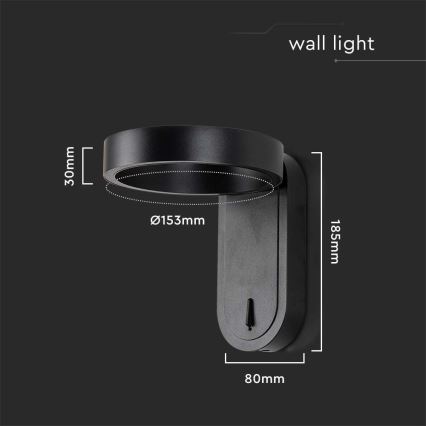 LED-seinävalaisin LED/5W/230V 3000K/4000K musta
