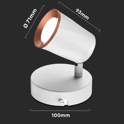 LED Seinävalaisin LED/5W/230V 3000K valkoinen