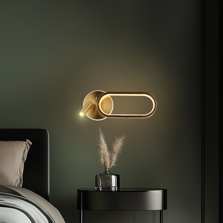 LED-seinävalaisin MONET LED/13W/230V + LED/2W 3000/4000/6000K kulta