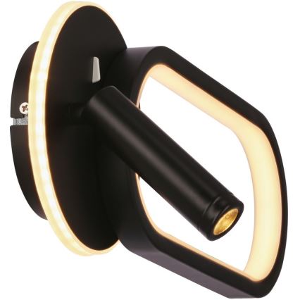 LED-seinävalaisin MONET LED/13W/230V + LED/2W 3000/4000/6000K musta