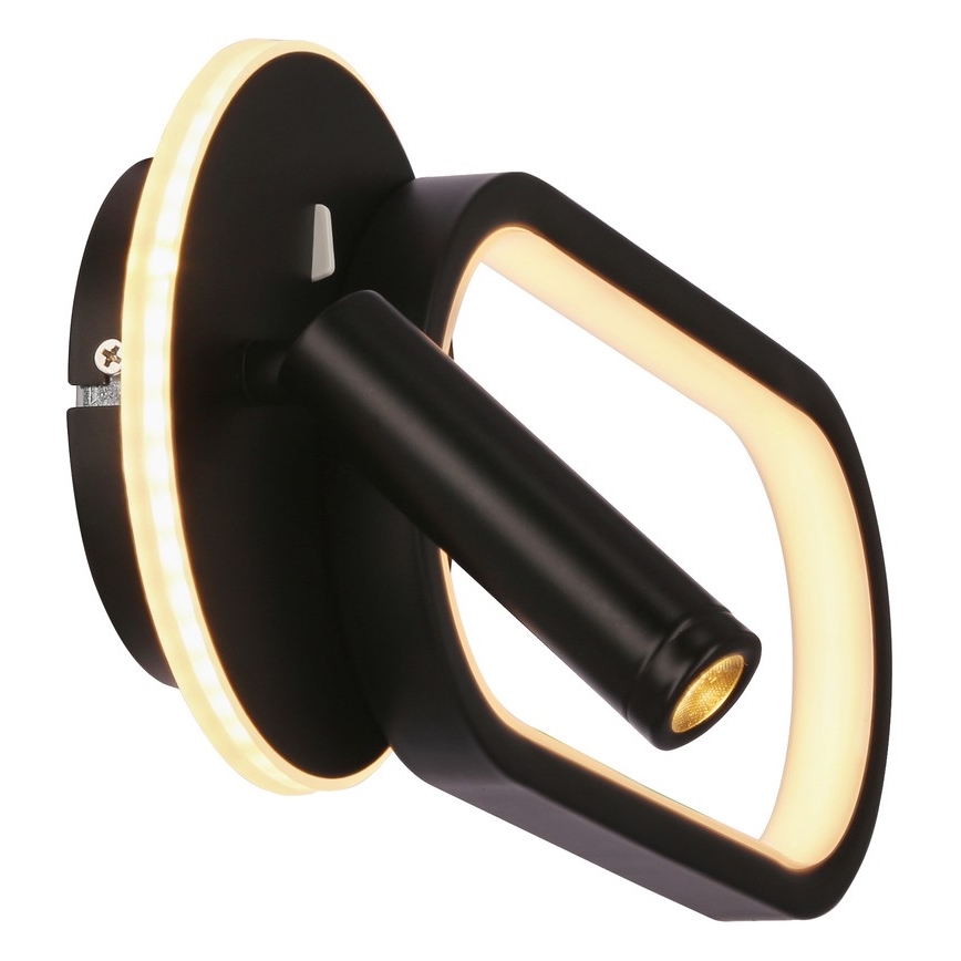 LED-seinävalaisin MONET LED/13W/230V + LED/2W 3000/4000/6000K musta
