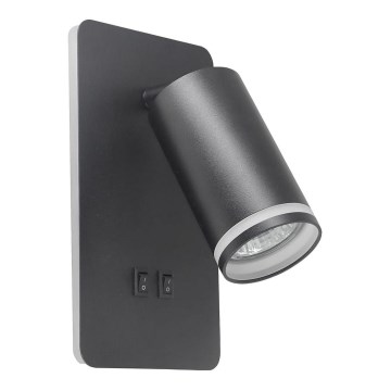 LED-seinävalaisin PARIISI 1xGU10/10W/230V + LED/6W/230V musta