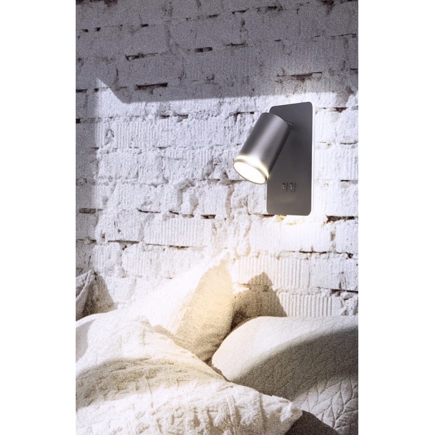 LED-seinävalaisin PARIISI 1xGU10/10W/230V + LED/6W/230V musta