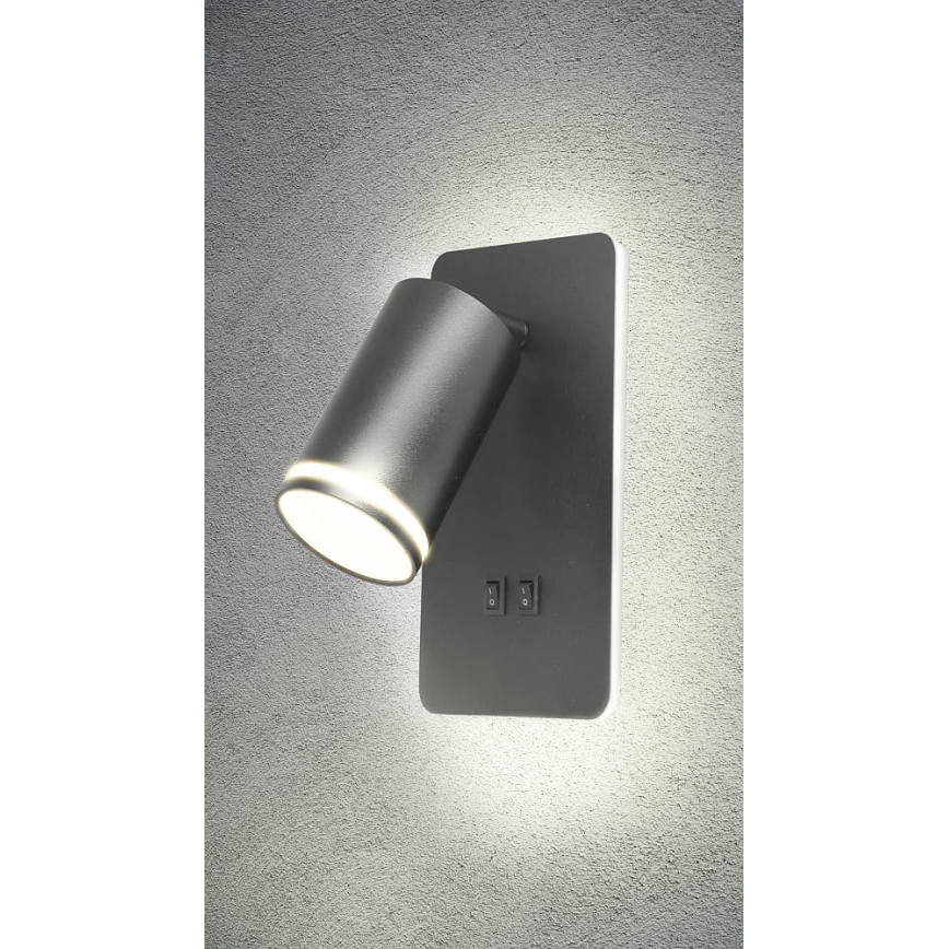 LED-seinävalaisin PARIISI 1xGU10/10W/230V + LED/6W/230V musta